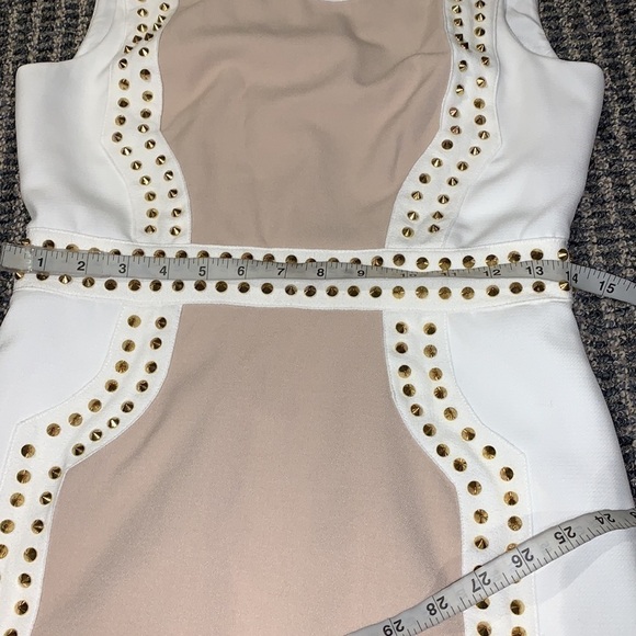 Finders Keepers One More Try Feminin Gold Studded Short Dress White Blush Sz M - Picture 13 of 14